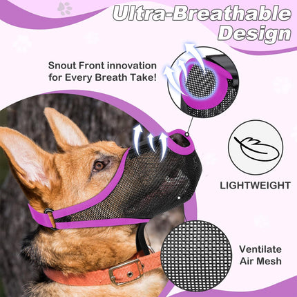 Pet Dog Breathable Lightweight Muzzle Face Mask Prevent Dogs Biting People Use