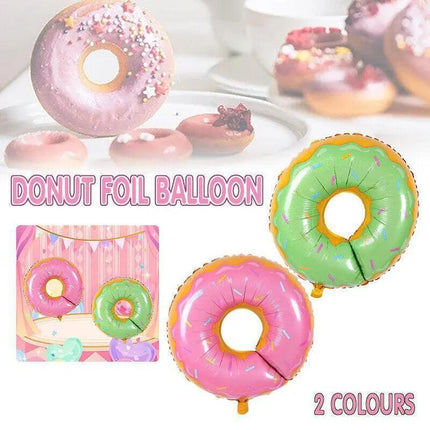 Donut Foil Balloon 75cm Pink Green Spinkles Party Food Helium Quality Decoration - Aimall