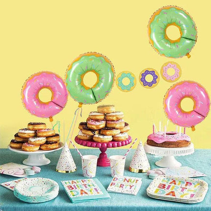 Donut Foil Balloon 75cm Pink Green Spinkles Party Food Helium Quality Decoration - Aimall