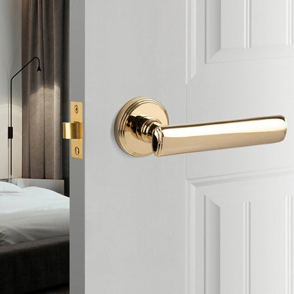 Brass Interior Door Handle Lock Set Bedroom Privacy Lock Modern Room Hardware