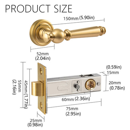 American Style Bedroom Door Handle Brass Interior Door Handle Modern Design