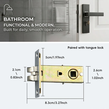 Matte Black Aluminium Alloy Lever Door Handle Lock