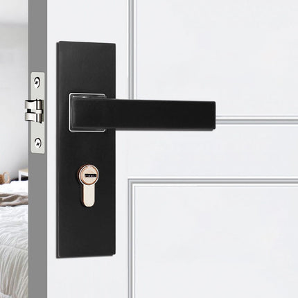 Matte Black Aluminium Alloy Lever Door Handle Lock