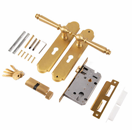 Matte Gold Lever Mortise Door Lock Handle Set