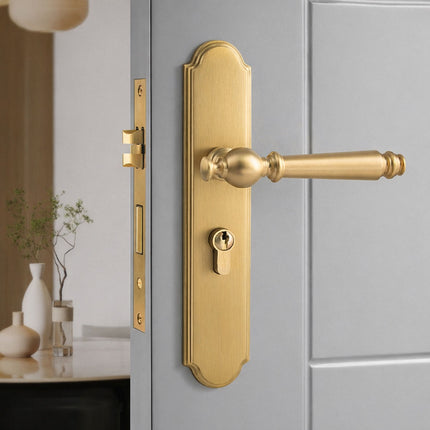 Matte Gold Lever Mortise Door Lock Handle Set