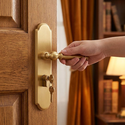 Matte Gold Lever Mortise Door Lock Handle Set