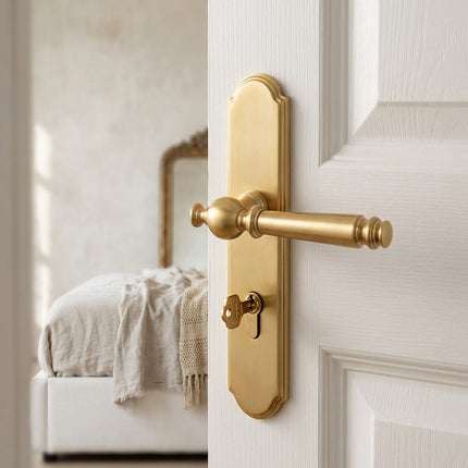 Matte Gold Lever Mortise Door Lock Handle Set