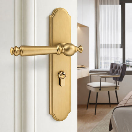 Matte Gold Lever Mortise Door Lock Handle Set