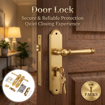Matte Gold Lever Mortise Door Lock Handle Set