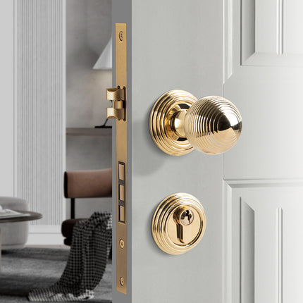 Luxury Round Door Handle Lock Set Gold Bedroom Interior Door Lock Privacy Knob
