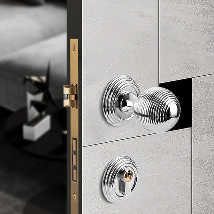 Luxury Round Door Handle Lock Set Gold Bedroom Interior Door Lock Privacy Knob