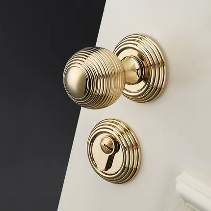 Luxury Round Door Handle Lock Set Gold Bedroom Interior Door Lock Privacy Knob