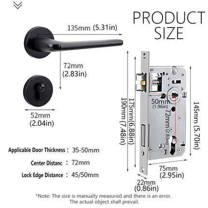 Zinc Alloy Door Lock Model Indoor Bedroom Handle Lock Black Privacy Room Lock