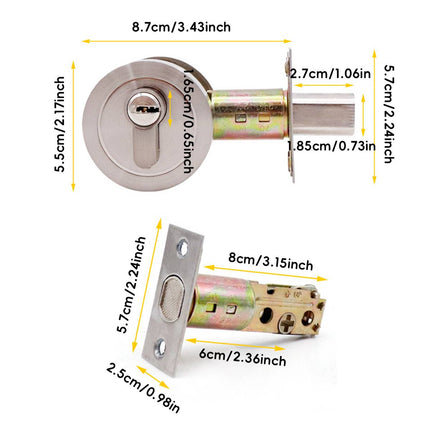 Door Double Sided Simple Lock High Strength Durable Brass Lock Core with Keys