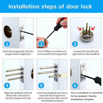 Door Double Sided Simple Lock High Strength Durable Brass Lock Core with Keys