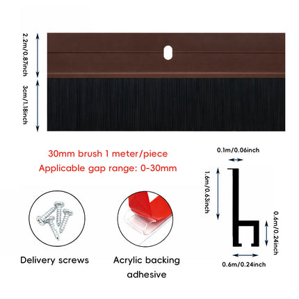 Aluminium Alloy Door Bottom Brush Seal 30mm