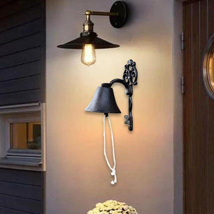 Cast Iron Wall Mounted Manual Doorbell Vintage Rustic Hand Pull Bell