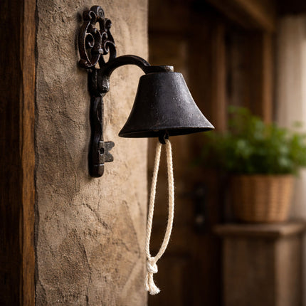 Cast Iron Wall Mounted Manual Doorbell Vintage Rustic Hand Pull Bell
