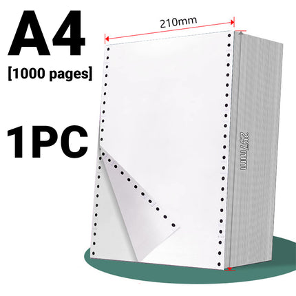 2PCS A4 Dot Matrix Printer Paper 210x297mm Total 2000 Sheets for Computer Office