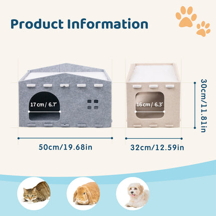 Felt Dual Purpose Cat Bed Cat Scratcher Semi Enclosed Cat House Multifunctional