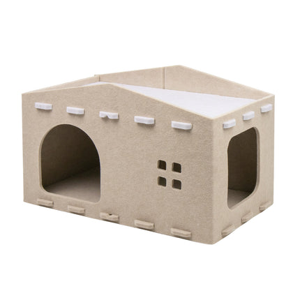 Felt Dual Purpose Cat Bed Cat Scratcher Semi Enclosed Cat House Multifunctional