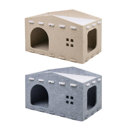 Felt Dual Purpose Cat Bed Cat Scratcher Semi Enclosed Cat House Multifunctional