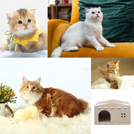 Felt Dual Purpose Cat Bed Cat Scratcher Semi Enclosed Cat House Multifunctional