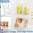 2 Tier Detachable Wire Storage Rack White Metal Basket Stand for Bathroom Desk