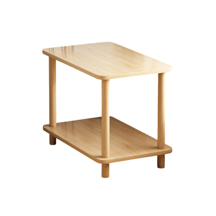 Wooden Double Layer Side Table Bedside Sofa End Table Storage Shelf