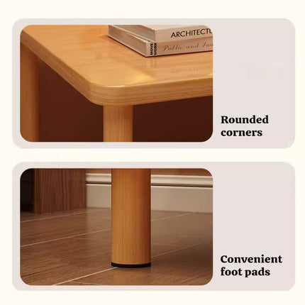 Wooden Double Layer Side Table Bedside Sofa End Table Storage Shelf