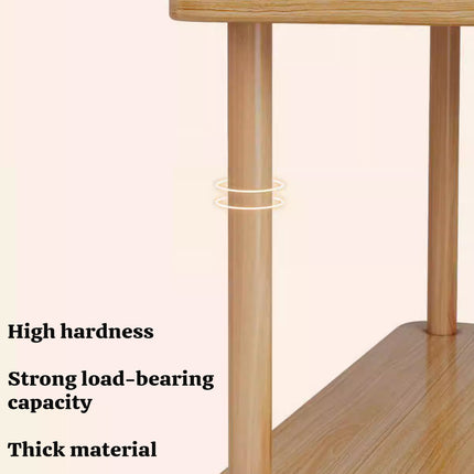 Wooden Double Layer Side Table Bedside Sofa End Table Storage Shelf