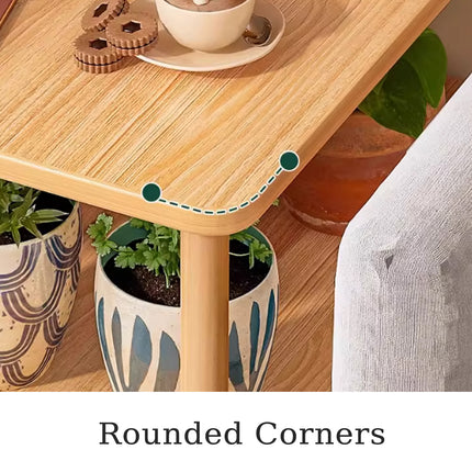 Wooden Double Layer Side Table Bedside Sofa End Table Storage Shelf