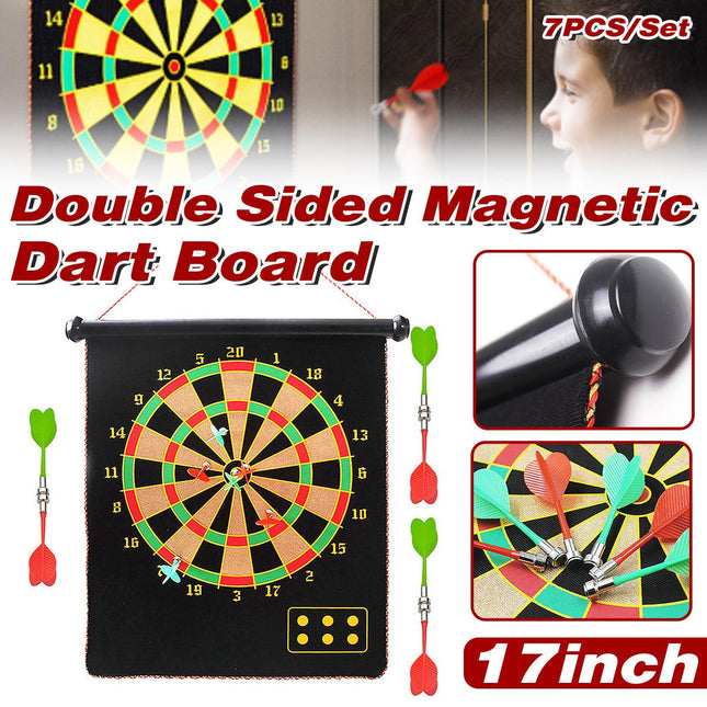 7pcs Magnetic Dartboard Double Sided Dart Board Game Set for Kids