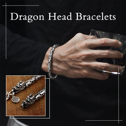 Gothic Double Dragon Head Bracelet for Men – Punk Style Alloy Chain 19cm 21cm