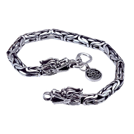 Gothic Double Dragon Head Bracelet for Men – Punk Style Alloy Chain 19cm 21cm