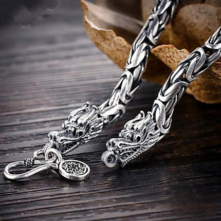 Gothic Double Dragon Head Bracelet for Men – Punk Style Alloy Chain 19cm 21cm