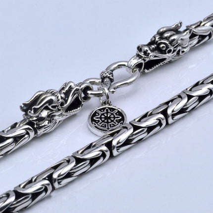 Gothic Double Dragon Head Bracelet for Men – Punk Style Alloy Chain 19cm 21cm
