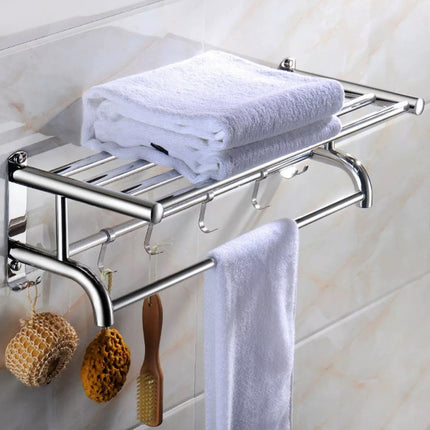 Towel Rack Bathroom Hotel Rail Holder Stainless Steel Wall Mounted Storage Shelf
