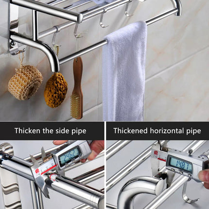 Towel Rack Bathroom Hotel Rail Holder Stainless Steel Wall Mounted Storage Shelf
