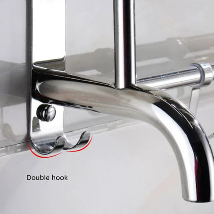 Towel Rack Bathroom Hotel Rail Holder Stainless Steel Wall Mounted Storage Shelf
