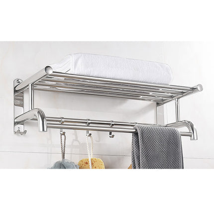 Towel Rack Bathroom Hotel Rail Holder Stainless Steel Wall Mounted Storage Shelf
