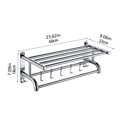 Towel Rack Bathroom Hotel Rail Holder Stainless Steel Wall Mounted Storage Shelf