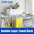 Towel Rack Bathroom Hotel Rail Holder Stainless Steel Wall Mounted Storage Shelf