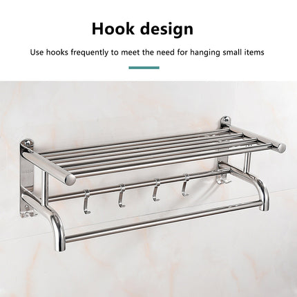 Towel Rack Bathroom Hotel Rail Holder Stainless Steel Wall Mounted Storage Shelf
