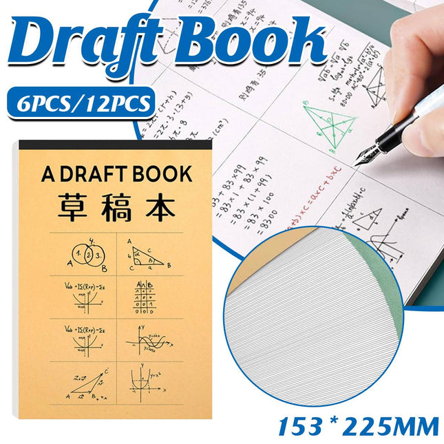 Math Theme Draft Books 153x225mm 6 or 12 Pack