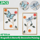 2PCS Dragonfly and Butterfly Iron Wall Decor Living Room Bedroom Home Decoration