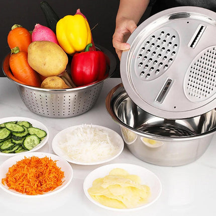 Multifunctional 201 Stainless Steel Basin 3 in 1 Colanders Basin Mixing Bowl Set