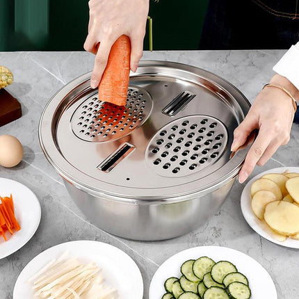 Multifunctional 201 Stainless Steel Basin 3 in 1 Colanders Basin Mixing Bowl Set