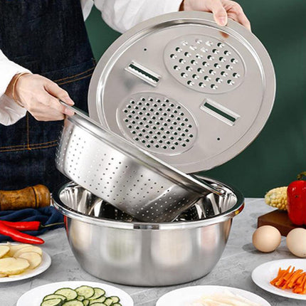 Multifunctional 201 Stainless Steel Basin 3 in 1 Colanders Basin Mixing Bowl Set