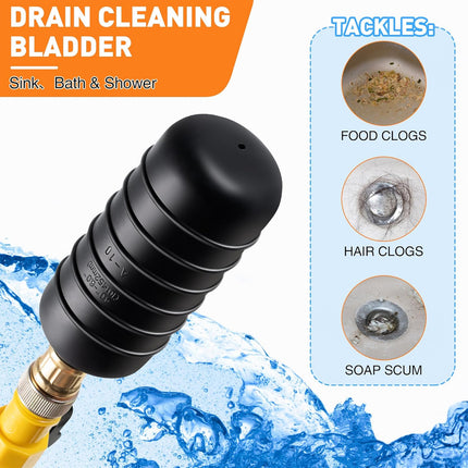 3PCS Drain Bladder Kit Fits 1-6in Pipe Quickly Clean for Toilet Sink Pipe Sewer